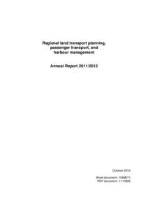 Regional land transport planning, passenger transport, and harbour management Annual Report[removed]