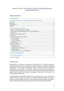 Request	
  for	
  Proposals:	
  Terms	
  of	
  Reference	
  (TOR)	
  for	
  re-­‐designing	
  ACORD	
  Website	
   www.acordinternational.org	
   	
   Table	
  of	
  Contents	
   I.	
  BACKGROUND	
  