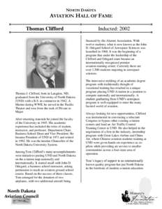NORTH DAKOTA  AVIATION HALL OF FAME Thomas Clifford  Inducted: 2002