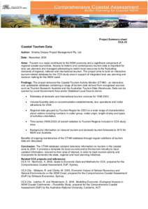 Project Summary sheet CCA 25 Coastal Tourism Data. Author: Kristina Drapes Project Management Pty. Ltd Date: November 2004