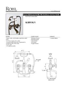 www.rohlhome.com Exposed Wall Mounted Tub Filler With Handshower And Cross Handles ROHL Perrin & Rowe Bath U.3511X/1