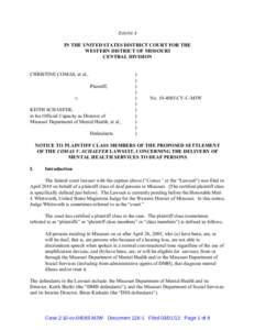 Exhibit A IN THE UNITED STATES DISTRICT COURT FOR THE WESTERN DISTRICT OF MISSOURI CENTRAL DIVISION  CHRISTINE COMAS, et al.,