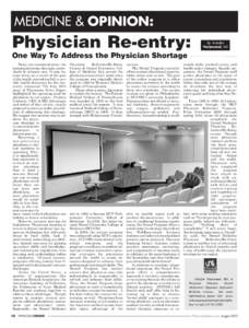 MEDICINE & OPINION:  Physician Re-entry: By Nielufar Varjavand, MD