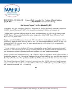 Press Release: Jim Stenger Named Secretary of NAHU