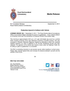 Royal Newfoundland Constabulary Media Release  For Immediate Release