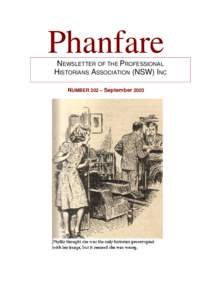 Phanfare NEWSLETTER OF THE PROFESSIONAL HISTORIANS ASSOCIATION (NSW) INC ___________________________________________________________________________  NUMBER 202 – September 2003