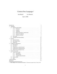 Context-Free Languages∗ Jean Berstel Luc Boasson  June 8, 2008