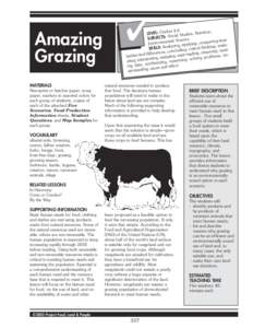 Amazing Grazing MATERIALS Newsprint or butcher paper, scrap paper, markers in assorted colors for each group of students, copies of