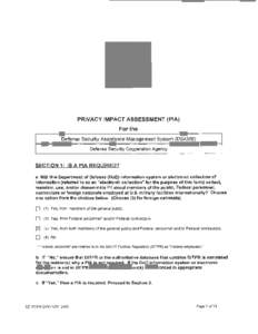 PRIVACY IMPACT ASSESSMENT (PIA)  For the Defense Security Assistance Management System (DSAMS) Defense Security Cooperation Agency