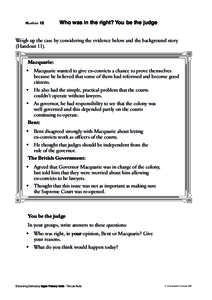 Handout 12  Who was in the right? You be the judge Weigh up the case by considering the evidence below and the background story (Handout 11).
