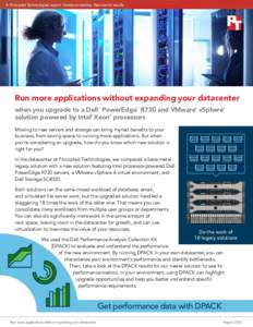 A Principled Technologies report: Hands-on testing. Real-world results.  Run more applications without expanding your datacenter when you upgrade to a Dell PowerEdge R730 and VMware vSphere solution powered by Intel Xeon