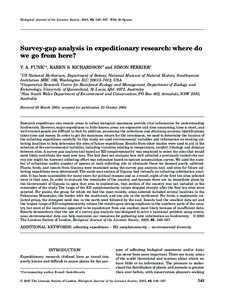 Blackwell Science, LtdOxford, UKBIJBiological Journal of the Linnean Society0024-4066The Linnean Society of London, 2005? [removed]Original Article SURVEY-GAP ANALYSIS IN EXPEDITIONARY RESEARCH V. A. FUNK