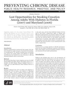 VOLUME 8: NO. 3, A51  MAY 2011 ORIGINAL RESEARCH  Lost Opportunities for Smoking Cessation