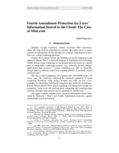 TENGLEE_COMMENT_WL-LEXIS (DO NOT DELETE[removed]:55 PM Fourth Amendment Protection for Users’ Information Stored in the Cloud: The Case