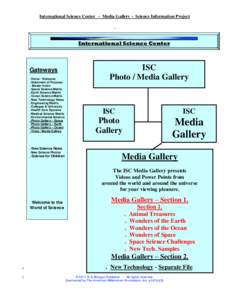 International Science Center – Media Gallery - Science Information Project * CopyrightA public service of The American Millennium Foundation, Inc. 501(c)(3) International Science Center