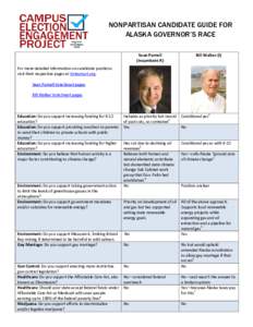 NONPARTISAN CANDIDATE GUIDE FOR ALASKA GOVERNOR’S RACE Sean Parnell (Incumbent-R)  Bill Walker (I)