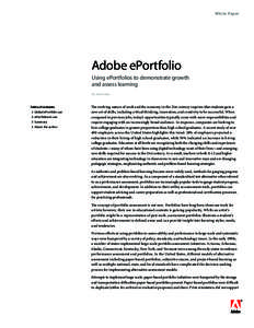 Adobe ePortfolios: Using ePortfolios to demonstrate growth and assess learning