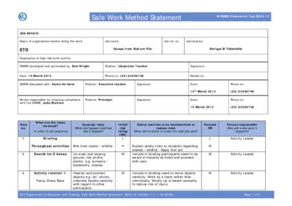 Safe Work Method Statement - B2A3.8