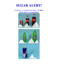 SUGAR ALERT! 4.2 grams = 1 teaspoon of sugar = 1 cube ! Each cube is a teaspoonful. The American Heart Association recommends consuming no more than: