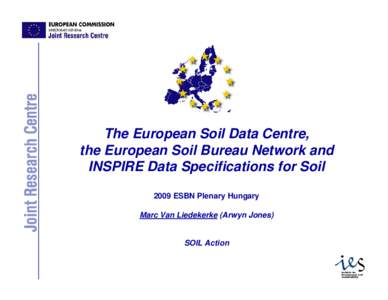 The European Soil Data Centre, the European Soil Bureau Network and INSPIRE Data Specifications for Soil 2009 ESBN Plenary Hungary Marc Van Liedekerke (Arwyn Jones)