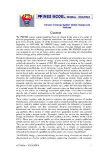 PRIMES MODEL ©E3Mlab – ICCS/NTUA Version 2 Energy System Model: Design and features