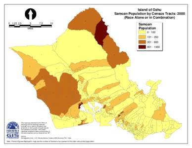 Island of Oahu Samoan Population by Census Tracts: 2000 (Race Alone or in Combination[removed]%
