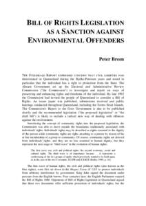 Bill of Rights legislation as a sanction against environmental offenders (in: Environmental crime : proceedings of a conference held 1-3 September 1993, Hobart)