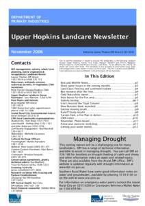 DEPARTMENT OF PRIMARY INDUSTRIES Upper Hopkins Landcare Newsletter November 2006