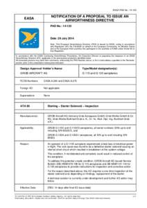 EASA PAD No.: [removed]NOTIFICATION OF A PROPOSAL TO ISSUE AN AIRWORTHINESS DIRECTIVE  EASA