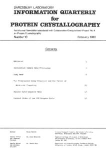 DARESBURY LABORATORY  INFORMATION QUARTERLY for PROTEIN CRYSTALLOGRAPHY An Informal Newsletter associated with Collaborative Computational Project No.4