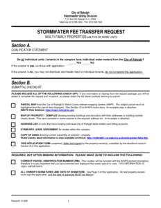 Stormwater Transfer Fee For Multi Family