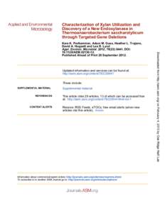 Characterization of Xylan Utilization and Discovery of a New Endoxylanase in Thermoanaerobacterium saccharolyticum through Targeted Gene Deletions  Updated information and services can be found at: