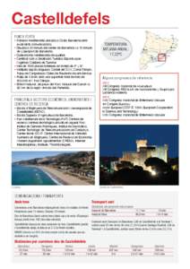 Castelldefels PUNTS FORTS • Població mediterrània ubicada a Costa Barcelona amb excel·lents comunicacions. • Situada a 20 minuts del centre de Barcelona i a 10 minuts