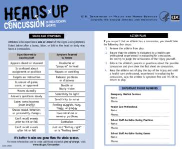 Heads Up: Concussion in High School Sports - Clipboard Sticker