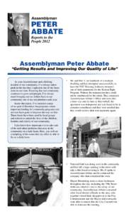 Assemblyman  PETER ABBATE Reports to the People 2012