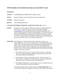 Government / Brownfield land / Soil contamination / Public finance / Environment / Politics / Small Business Liability Relief and Brownfields Revitalization Act / Federal grants in the United States / United States Environmental Protection Agency / Grants / Town and country planning in the United Kingdom / Federal assistance in the United States