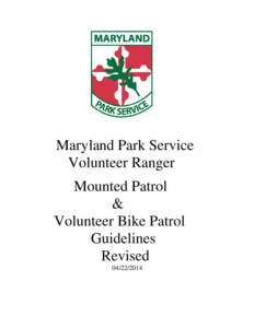 Maryland Park Service Volunteer Ranger Mounted Patrol & Volunteer Bike Patrol Guidelines