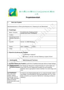 AKTIVREGION HERZOGTUM LAUENBURG NORD E.V. Projektdatenblatt