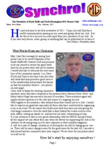 The Newsletter of South Staffs and North Birmingham MG Owners Club Editor: Steve Moore