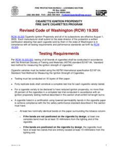 Fire Safe Cigarettes Program - Testing, Certification, and Renewal Requirements