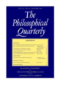 VOL.  NO.  JANUARY   CONTENTS ARTICLES Conventionalism and Realism-Imitating Counterfactuals Crawford L. Elder How to Predict Future Duration from Present Age