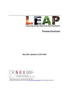 Long-range Energy Alternatives Planning System  TRAINING EXERCISES May 2005: Updated for LEAP 2005