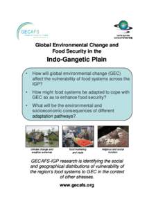 Global Environmental Change and Food Security in the Indo-Gangetic Plain •