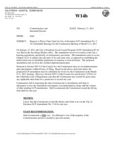 California Coastal Commission Staff Report And Recommendation Regarding City of Encinitas LCPA No[removed]Affordable Housing)