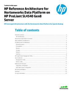 HP Reference Architecture for Hortonworks Data Platform on HP ProLiant SL4540 Gen8 Server