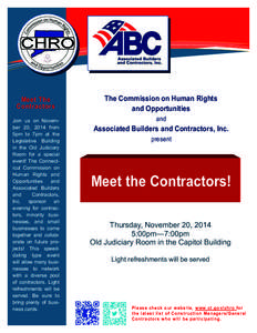 Infor-  Meet The Contractors Join us on November 20, 2014 from 5pm to 7pm at the