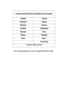 Counties in the 5th District of The Ohio Court of Appeals Ashland Licking  Coshocton