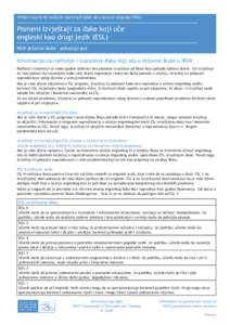 Written reports for students learning English as a second language (ESL)  Pismeni izvještaji za đake koji uče engleski kao drugi jezik (ESL) NSW državne škole – pokazuju put