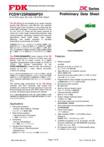 Delivering Next Generation Technology  Series Preliminary Data Sheet  FCDW12SR8006PSV