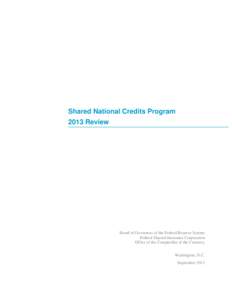 Shared National Credits Program 2013 Review